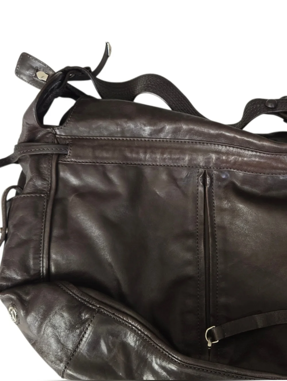Francesco Biasia Brown Leather Backpack Italian Slouchy Minimalist Bag